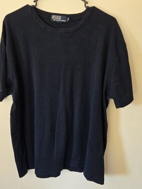 Vintage Ralph Lauren Polo Navy Short-Sleeve Ribbed Cotton Heavy Weight Tee
